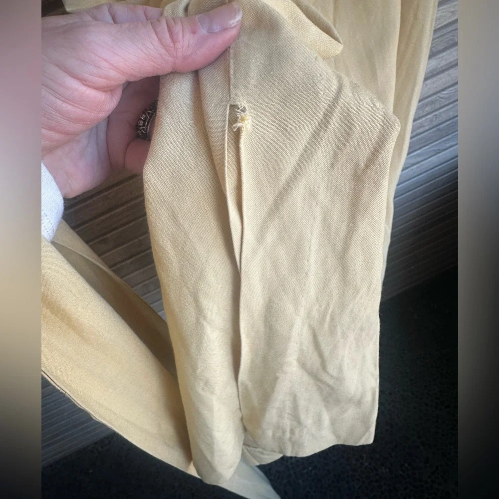Ann Taylor Long Sleeve Buttery Yellow LINEN Dress - Picture 7 of 8